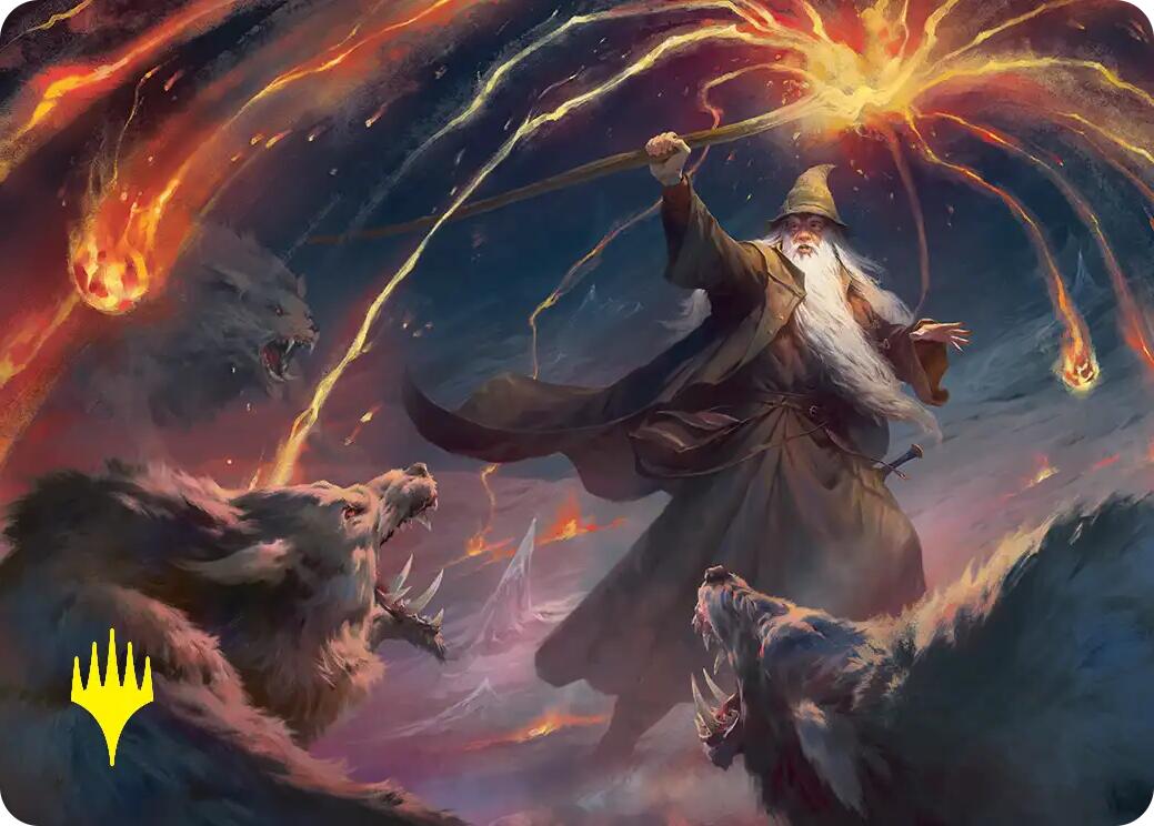 Gandalf, Shadow's Foe Art Card (Gold-Stamped) [The Hobbit Art Series] | Cards and Coasters CA