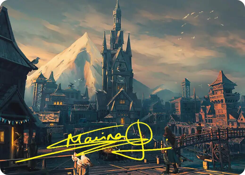 Lake-town Art Card (Gold-Stamped Signature) [The Hobbit Art Series] | Cards and Coasters CA