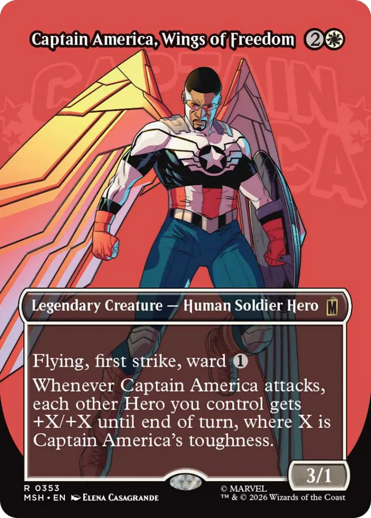Captain America, Wings of Freedom (Borderless) [Marvel Super Heroes] | Cards and Coasters CA