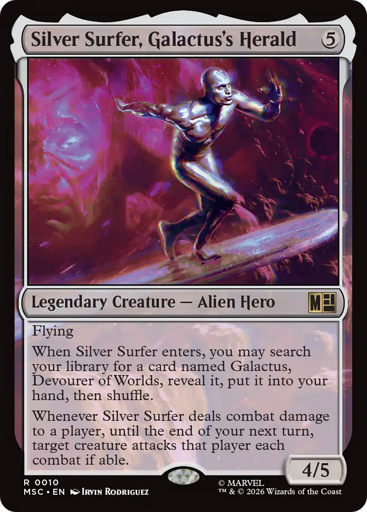 Silver Surfer, Galactus's Herald (Surge Foil) [Marvel Super Heroes Commander] | Cards and Coasters CA