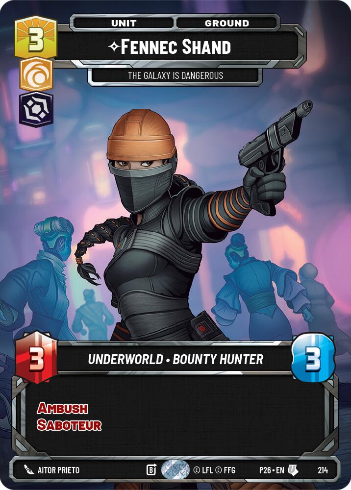 Fennec Shand - The Galaxy Is Dangerous (214) (214) [Sector and Regional Promos: Season 2] | Cards and Coasters CA
