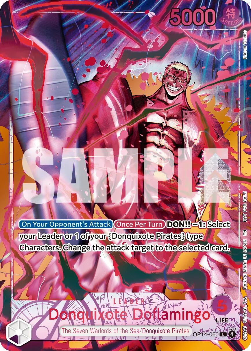 Donquixote Doflamingo (Flame-Flame Fruit Coliseum) [One Piece Promotion Cards] | Cards and Coasters CA