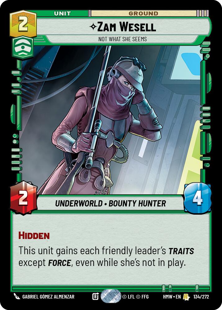 Zam Wesell - Not What She Seems (134/272) (134/272) [Homeworlds] | Cards and Coasters CA