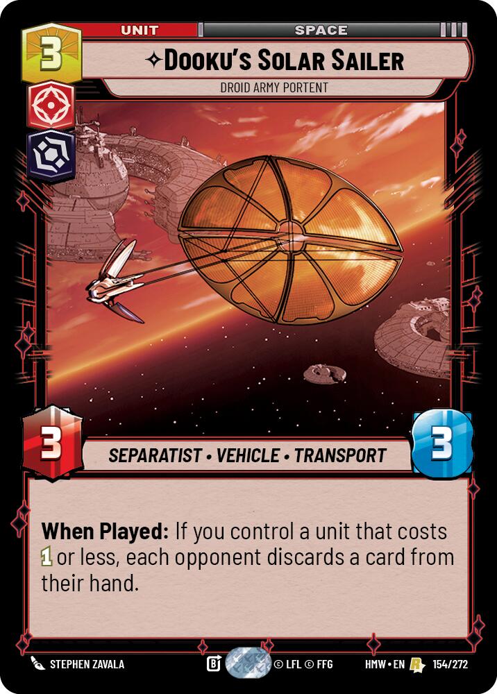 Dooku's Solar Sailer - Droid Army Portent (154/272) (154/272) [Homeworlds] | Cards and Coasters CA