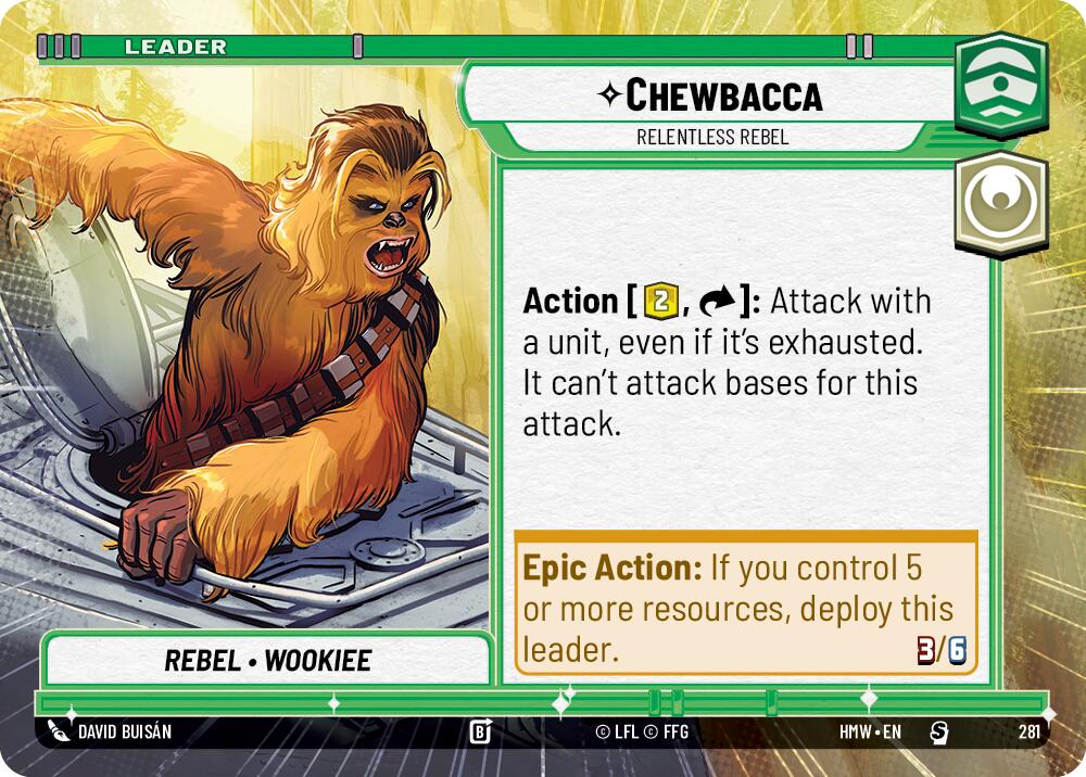 Chewbacca - Relentless Rebel (281) (Hyperspace) (281) [Homeworlds] | Cards and Coasters CA