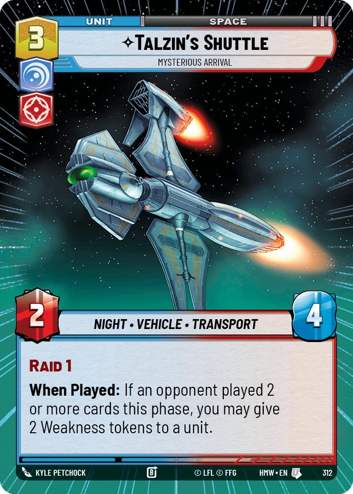 Talzin's Shuttle - Mysterious Arrival (312) (Hyperspace) (312) [Homeworlds] | Cards and Coasters CA