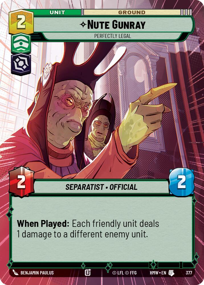 Nute Gunray - Perfectly Legal (377) (Hyperspace) (377) [Homeworlds] | Cards and Coasters CA
