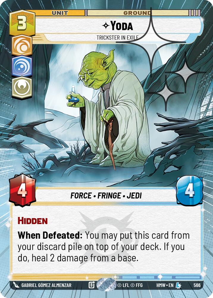 Yoda - Trickster in Exile (566) (Hyperspace Foil) (566) [Homeworlds] | Cards and Coasters CA