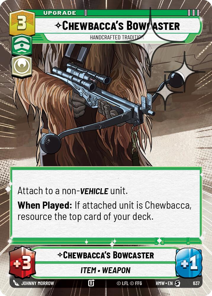 Chewbacca's Bowcaster - Handcrafted Tradition (637) (Hyperspace Foil) (637) [Homeworlds] | Cards and Coasters CA