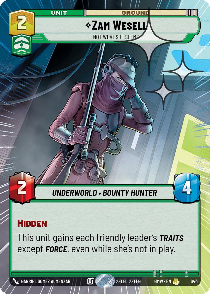 Zam Wesell - Not What She Seems (644) (Hyperspace Foil) (644) [Homeworlds] | Cards and Coasters CA