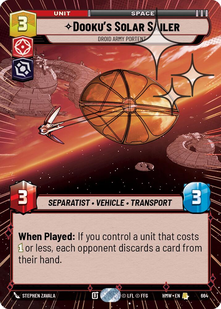 Dooku's Solar Sailer - Droid Army Portent (664) (Hyperspace Foil) (664) [Homeworlds] | Cards and Coasters CA