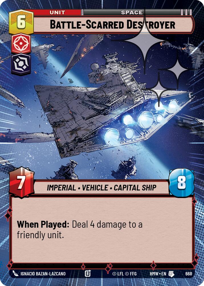 Battle-Scarred Destroyer (668) (Hyperspace Foil) (668) [Homeworlds] | Cards and Coasters CA