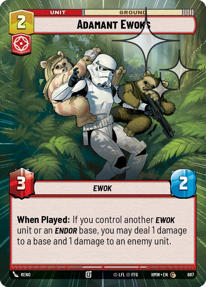 Adamant Ewoks (687) (Hyperspace Foil) (687) [Homeworlds] | Cards and Coasters CA