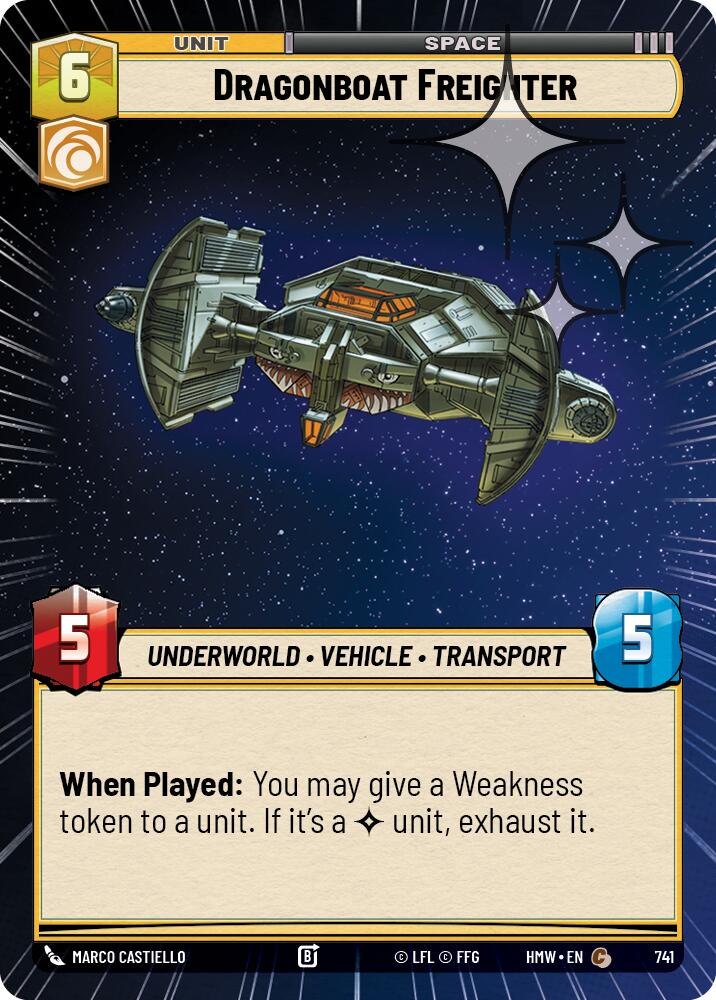 Dragonboat Freighter (741) (Hyperspace Foil) (741) [Homeworlds] | Cards and Coasters CA