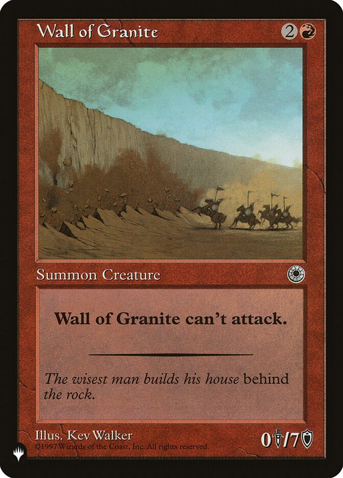 Wall of Granite [The List] | Cards and Coasters CA