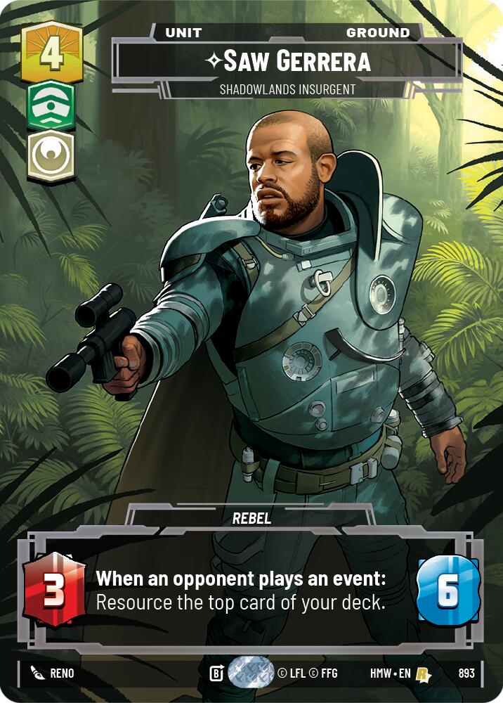 Saw Gerrera - Shadowlands Insurgent (893) (Prestige Foil) (893) [Homeworlds] | Cards and Coasters CA