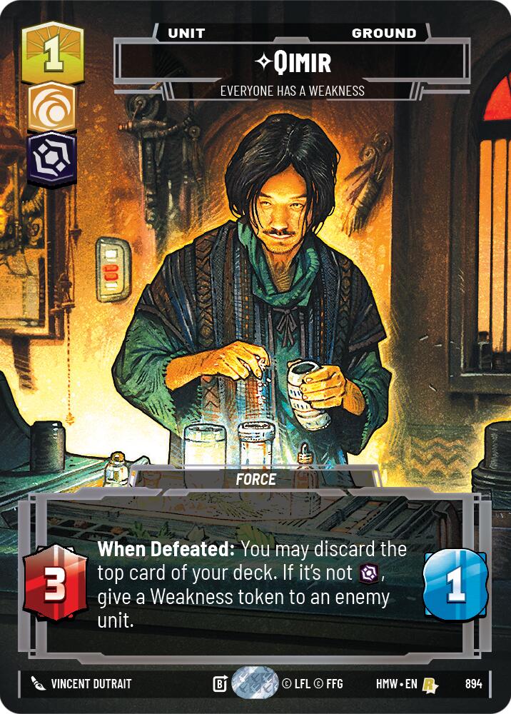 Qimir - Everyone Has a Weakness (894) (Prestige Foil) (894) [Homeworlds] | Cards and Coasters CA