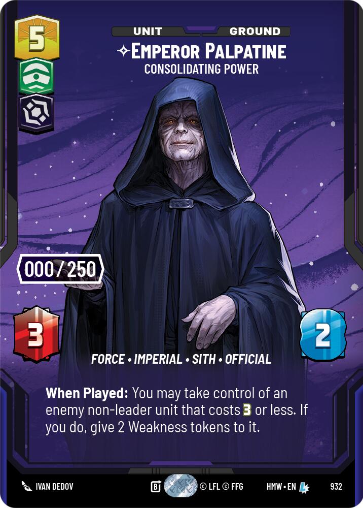 Emperor Palpatine - Consolidating Power (932) (Serialized) (932) [Homeworlds] | Cards and Coasters CA