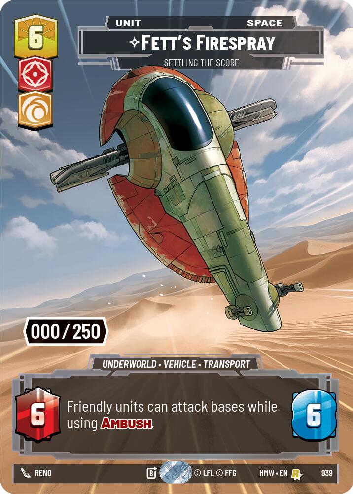 Fett's Firespray - Settling the Score (939) (Serialized) (939) [Homeworlds] | Cards and Coasters CA