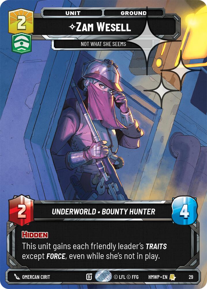 Zam Wesell - Not What She Seems (29) (Foil) (29) [Homeworlds: Weekly Play] | Cards and Coasters CA