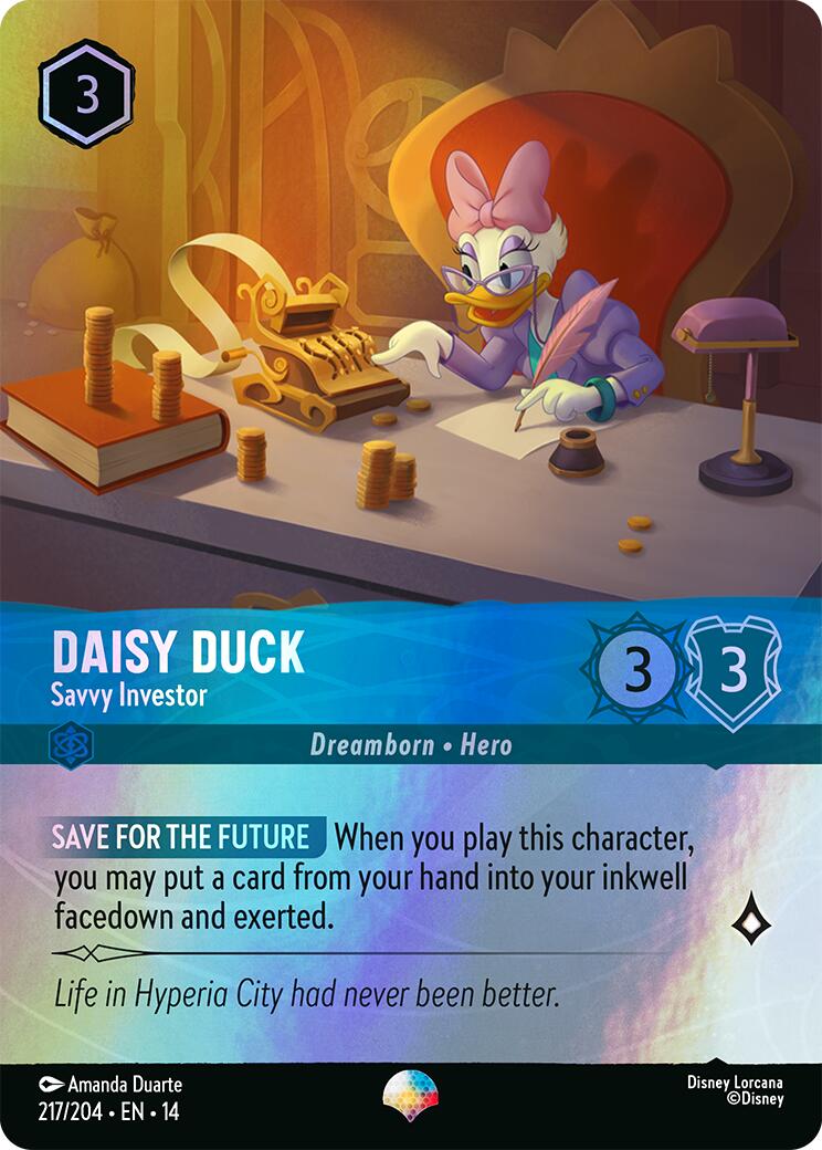 Daisy Duck - Savvy Investor (Epic) (217/204) [Hyperia City] | Cards and Coasters CA