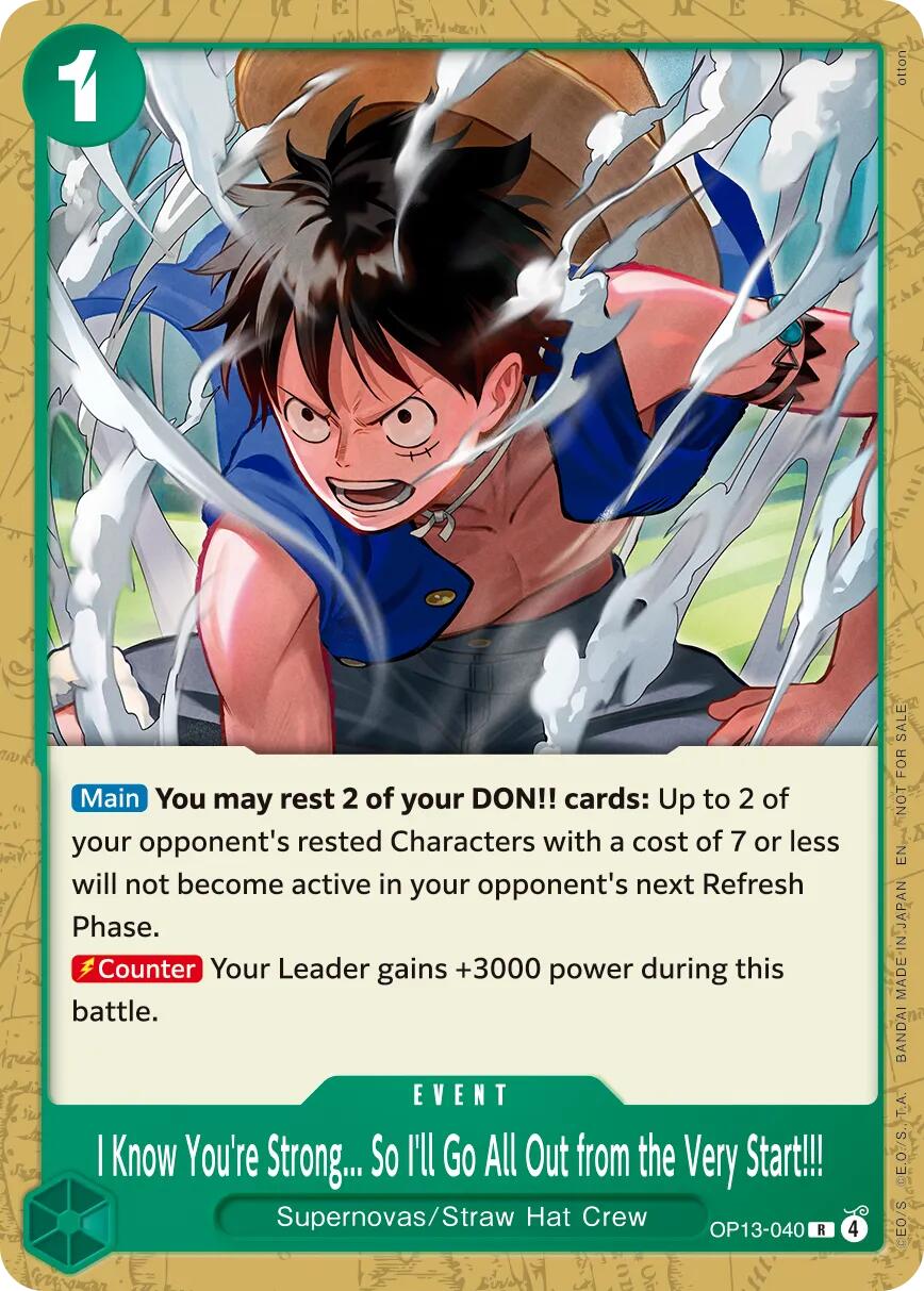 I Know You're Strong... So I'll Go All Out from the Very Start!!! (Tournament Pack 2026 Vol. 4) [One Piece Promotion Cards] | Cards and Coasters CA