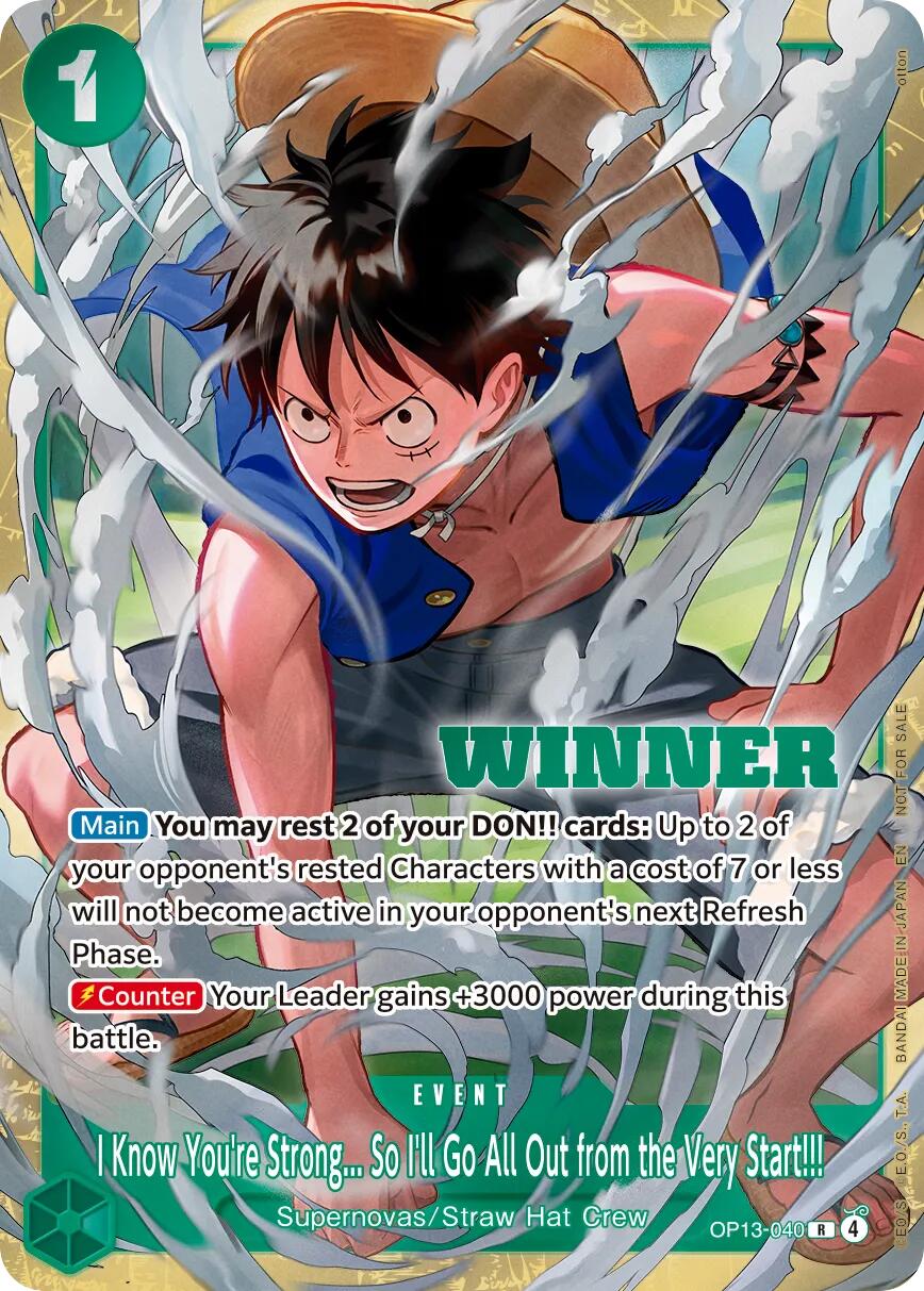 I Know You're Strong... So I'll Go All Out from the Very Start!!! (Winner Pack 2026 Vol. 4) [One Piece Promotion Cards] | Cards and Coasters CA