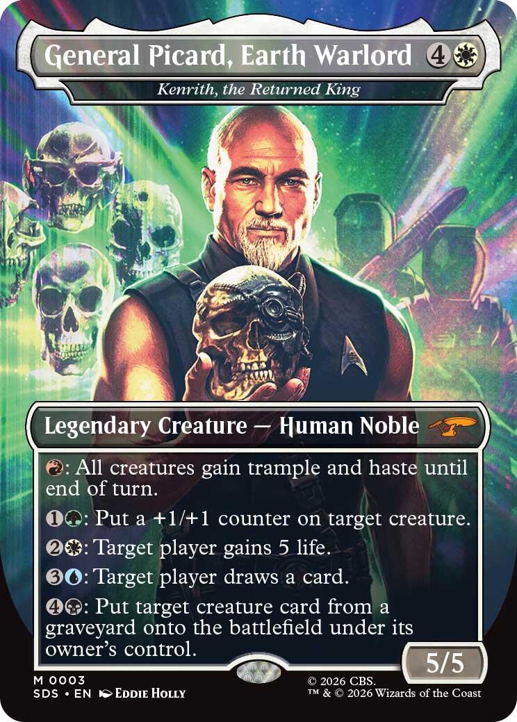 General Picard, Earth Warlord - Kenrith, the Returned King (Borderless) [Star Trek: Stardates] | Cards and Coasters CA