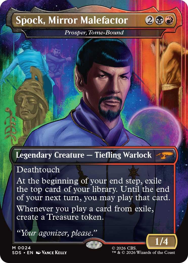 Spock, Mirror Malefactor - Prosper, Tome-Bound (Borderless) [Star Trek: Stardates] | Cards and Coasters CA