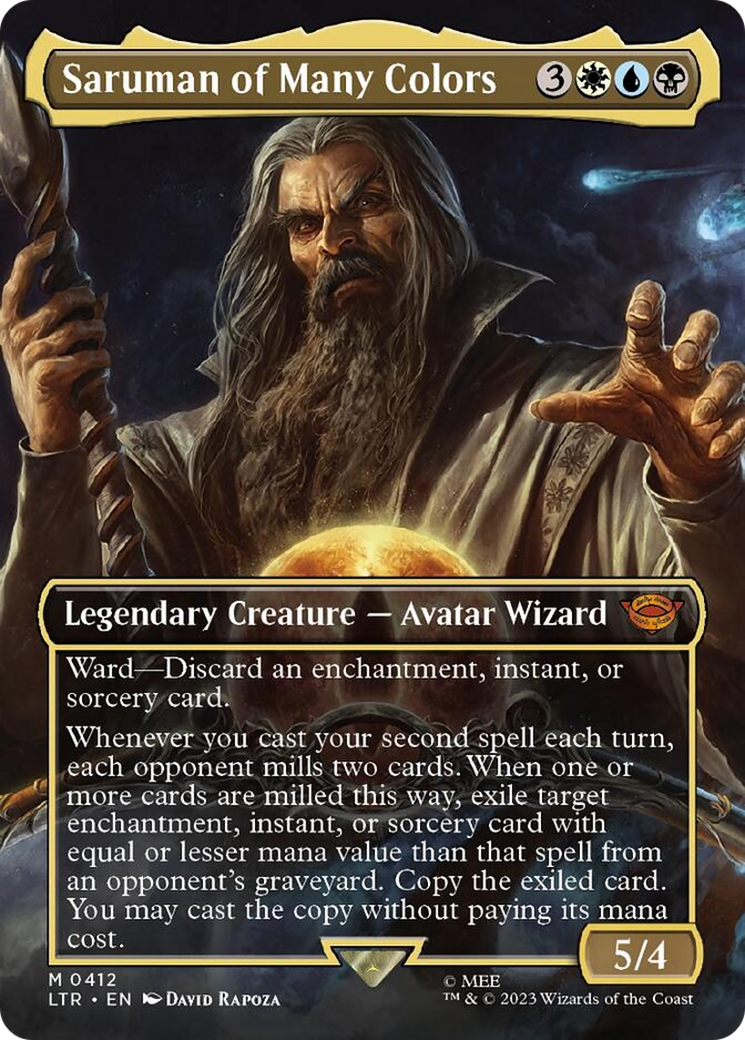 Saruman of Many Colors (Borderless Alternate Art) [The Lord of the Rings: Tales of Middle-Earth] | Cards and Coasters CA