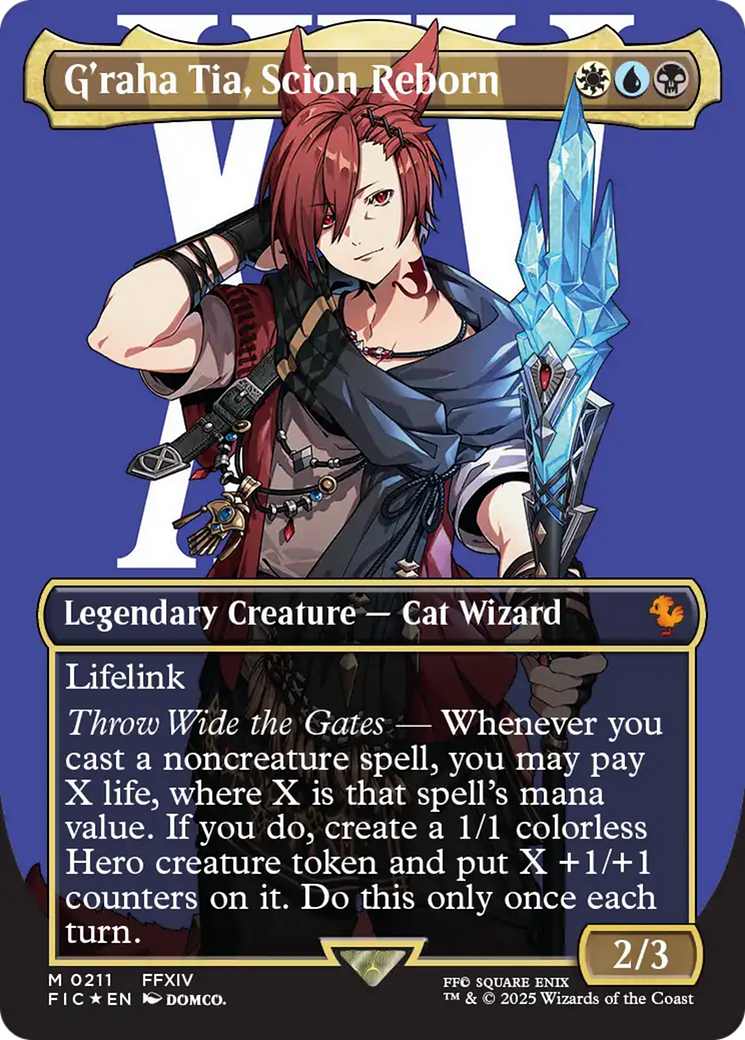 G'raha Tia, Scion Reborn (Borderless) (Surge Foil) [FINAL FANTASY Commander] | Cards and Coasters CA
