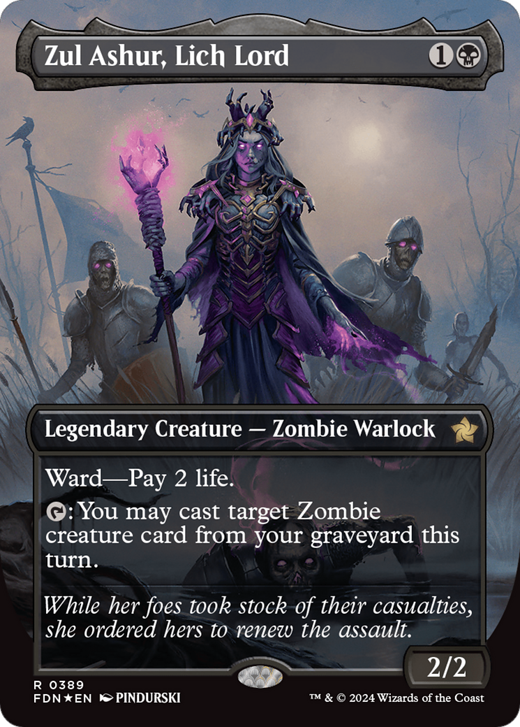 Zul Ashur, Lich Lord (Borderless) (Mana Foil) [Foundations] | Cards and Coasters CA