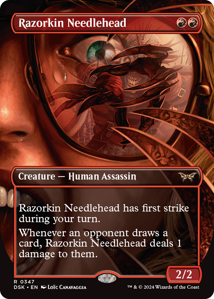 Razorkin Needlehead (Borderless) [Duskmourn: House of Horror] | Cards and Coasters CA