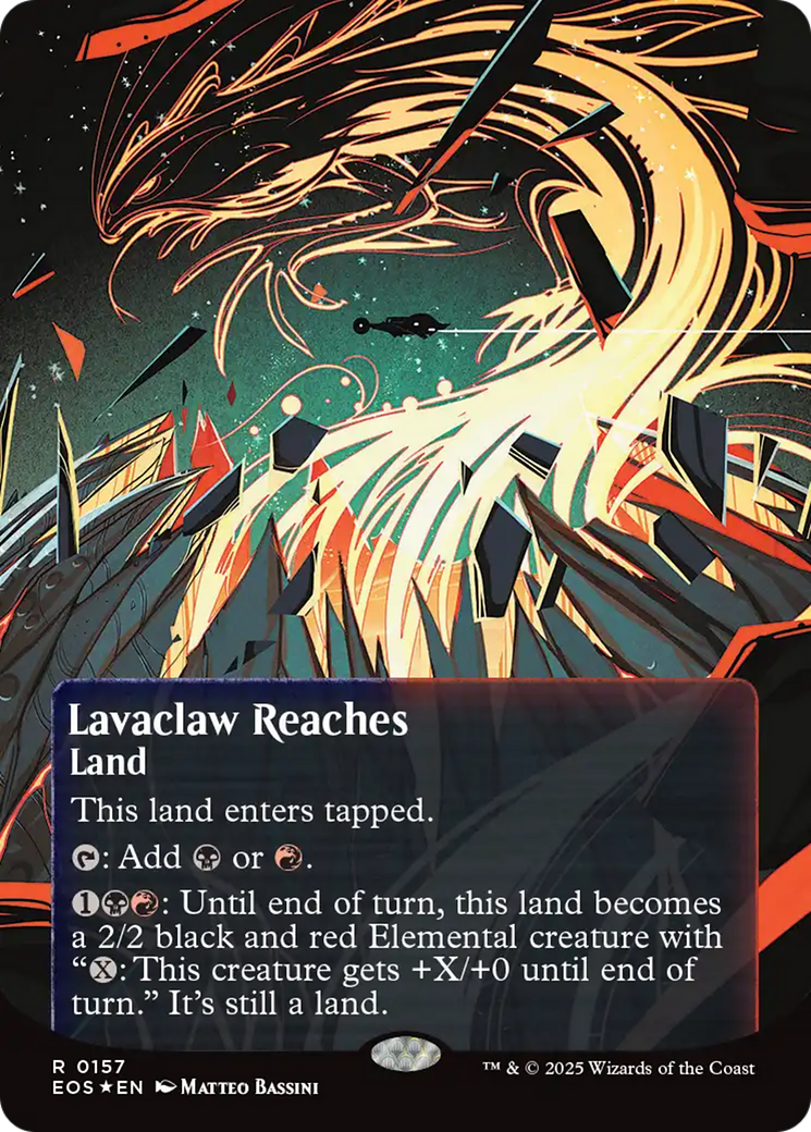 Lavaclaw Reaches (0157) (Borderless) (Galaxy Foil) [Edge of Eternities: Stellar Sights] | Cards and Coasters CA