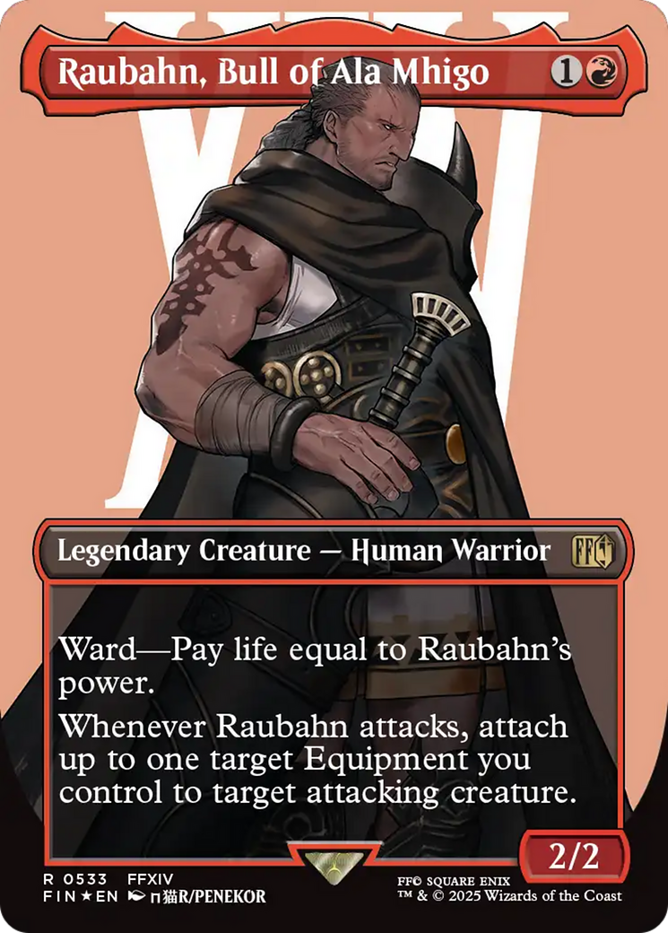 Raubahn, Bull of Ala Mhigo (Borderless) (Surge Foil) [FINAL FANTASY] | Cards and Coasters CA