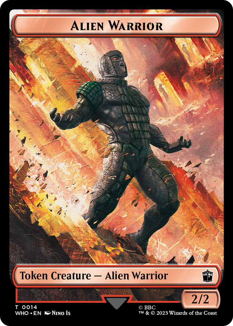 Soldier // Alien Warrior Double-Sided Token [Doctor Who Tokens] | Cards and Coasters CA