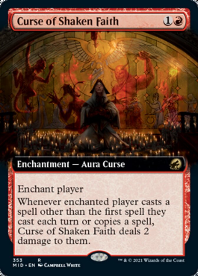 Curse of Shaken Faith (Extended Art) [Innistrad: Midnight Hunt] | Cards and Coasters CA