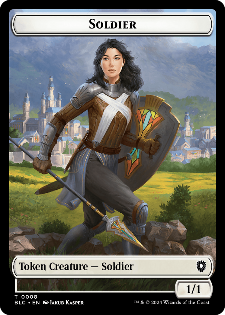 Human // Soldier Double-Sided Token [Bloomburrow Commander Tokens] | Cards and Coasters CA