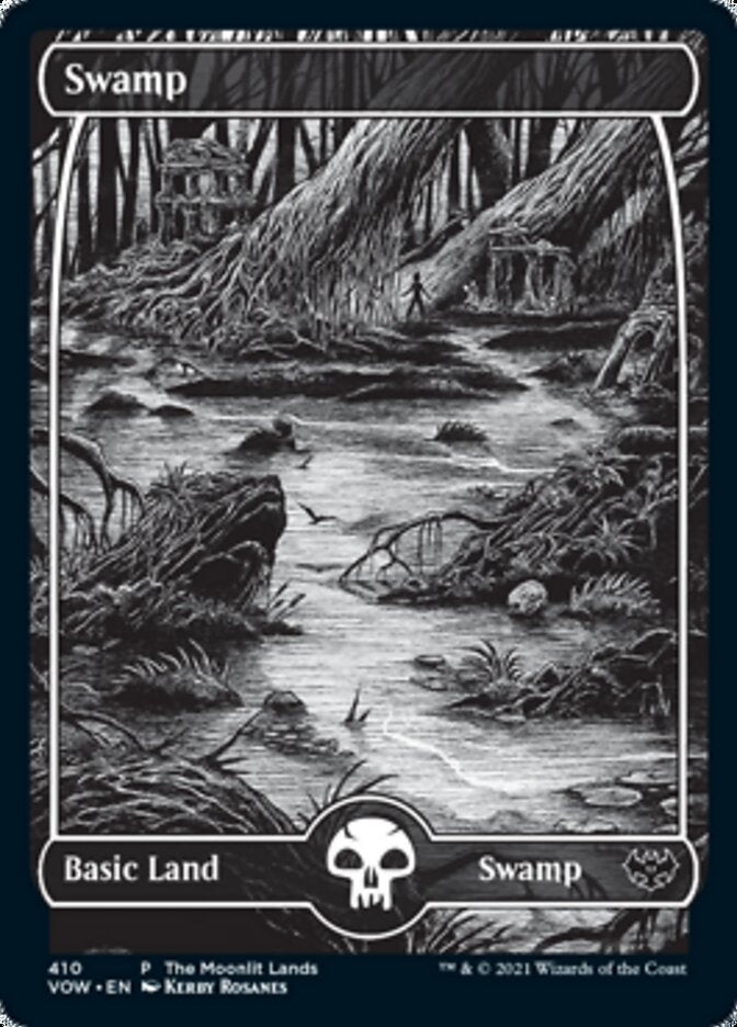 Swamp (The Moonlit Lands) (Foil Etched) [Innistrad: Crimson Vow Promos] | Cards and Coasters CA