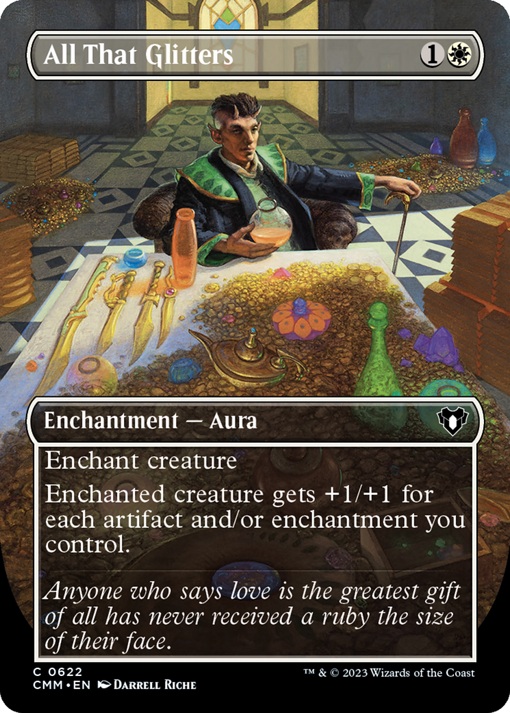 All That Glitters (Borderless Alternate Art) [Commander Masters] | Cards and Coasters CA