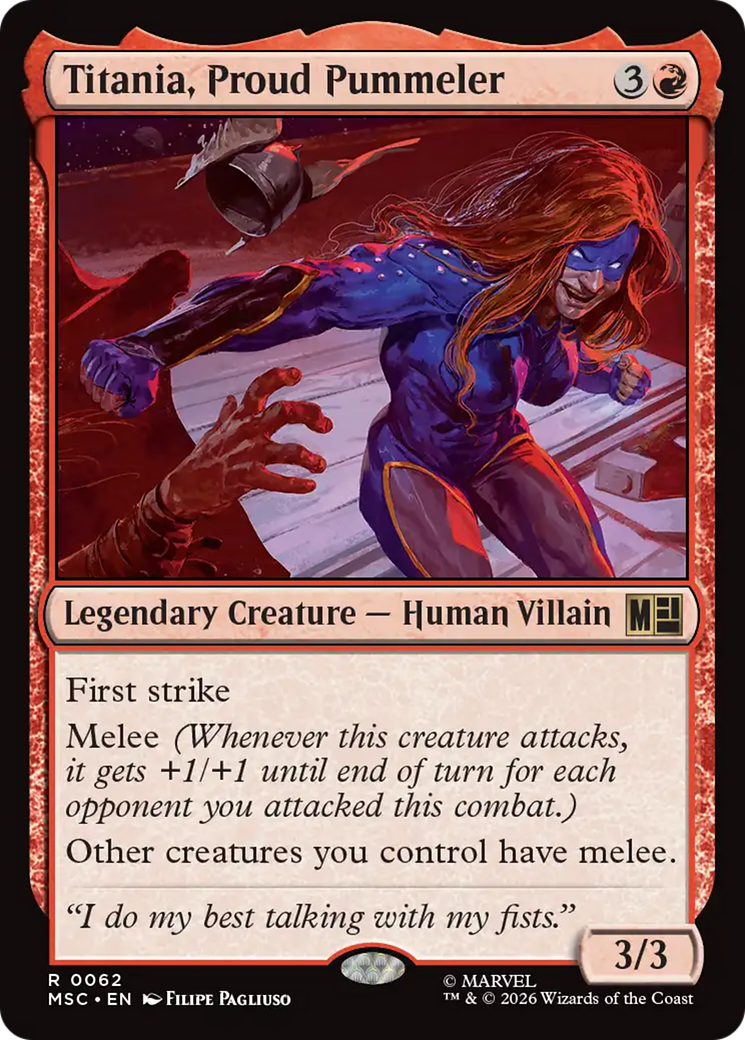 Titania, Proud Pummeler (Surge Foil) [Marvel Super Heroes Commander] | Cards and Coasters CA