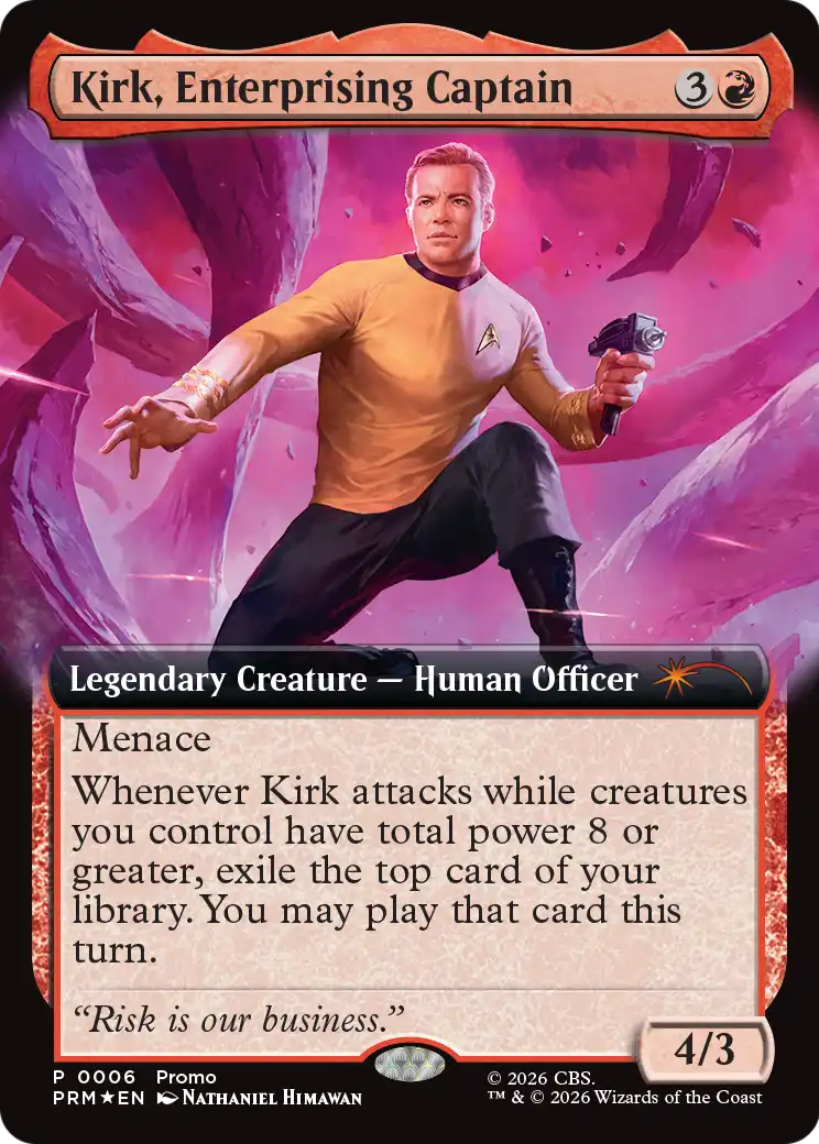 Kirk, Enterprising Captain (Extended Art) [Media Promos] | Cards and Coasters CA