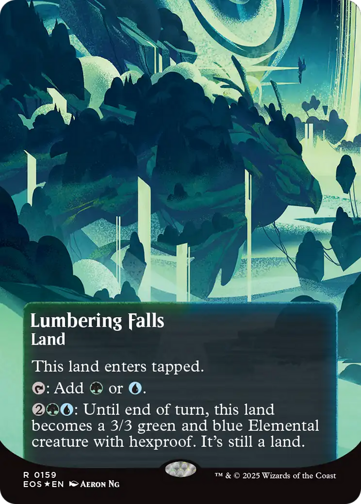 Lumbering Falls (0159) (Borderless) (Galaxy Foil) [Edge of Eternities: Stellar Sights] | Cards and Coasters CA