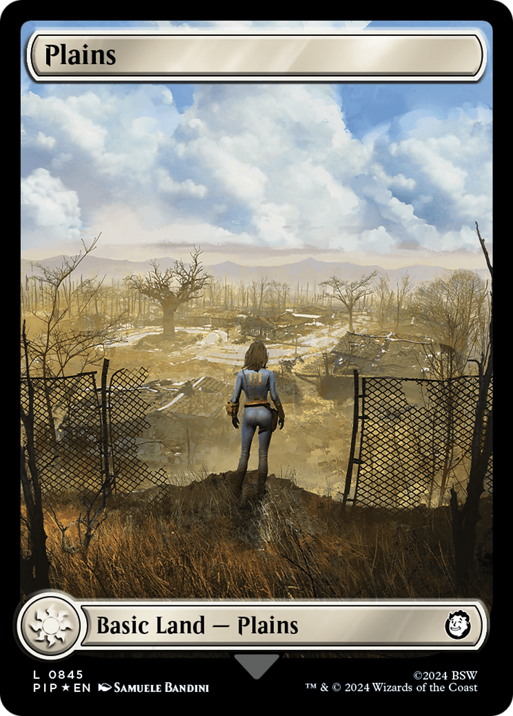 Plains (0845) (Surge Foil) [Fallout] | Cards and Coasters CA