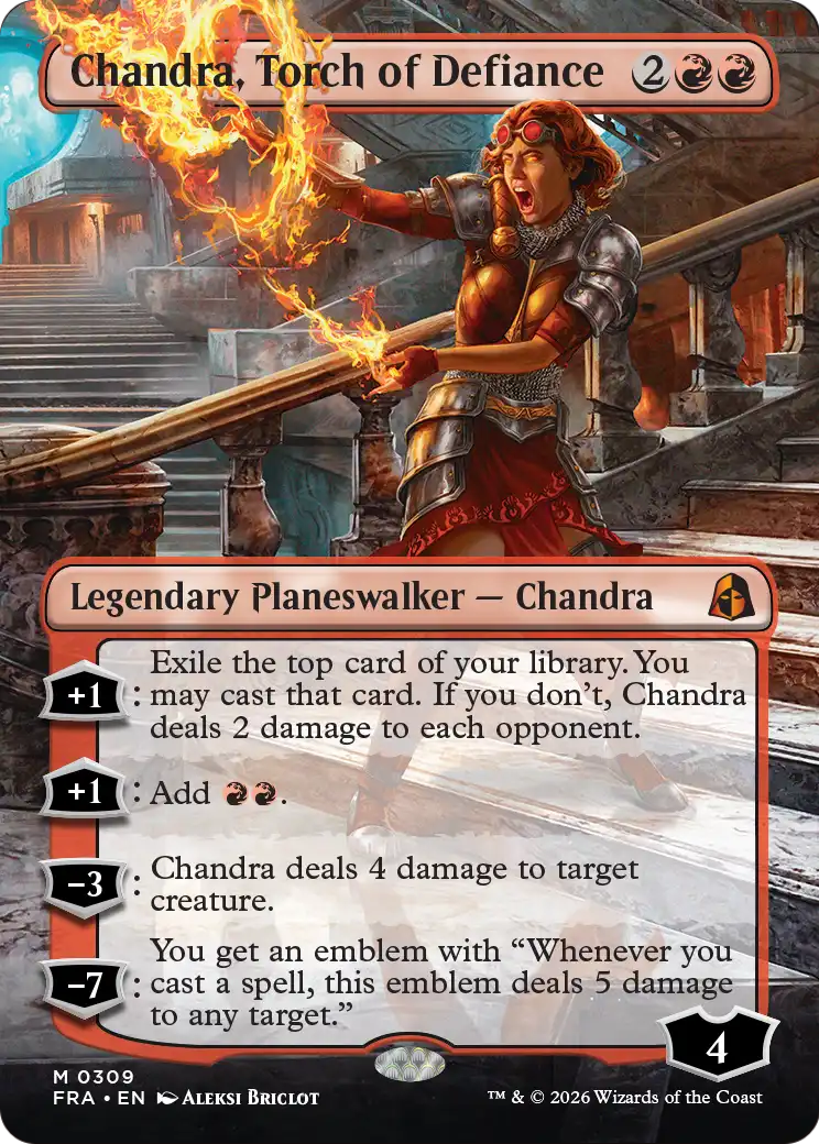 Chandra, Torch of Defiance (Borderless) [Reality Fracture] | Cards and Coasters CA