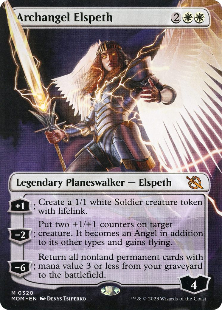 Archangel Elspeth (Borderless Alternate Art) [March of the Machine] | Cards and Coasters CA