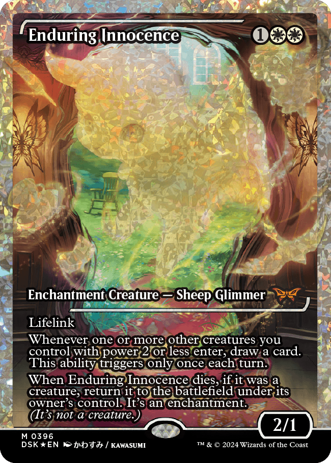 Enduring Innocence (Japan Showcase) (Fracture Foil) [Duskmourn: House of Horror] | Cards and Coasters CA