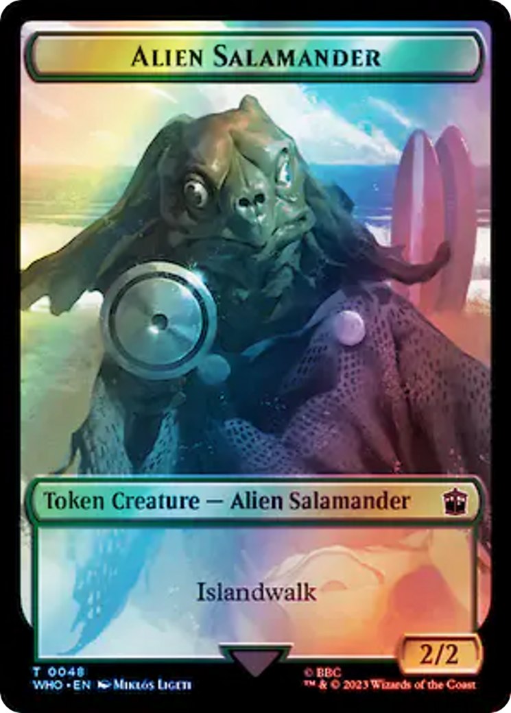 Dalek // Alien Salamander Double-Sided Token (Surge Foil) [Doctor Who Tokens] | Cards and Coasters CA