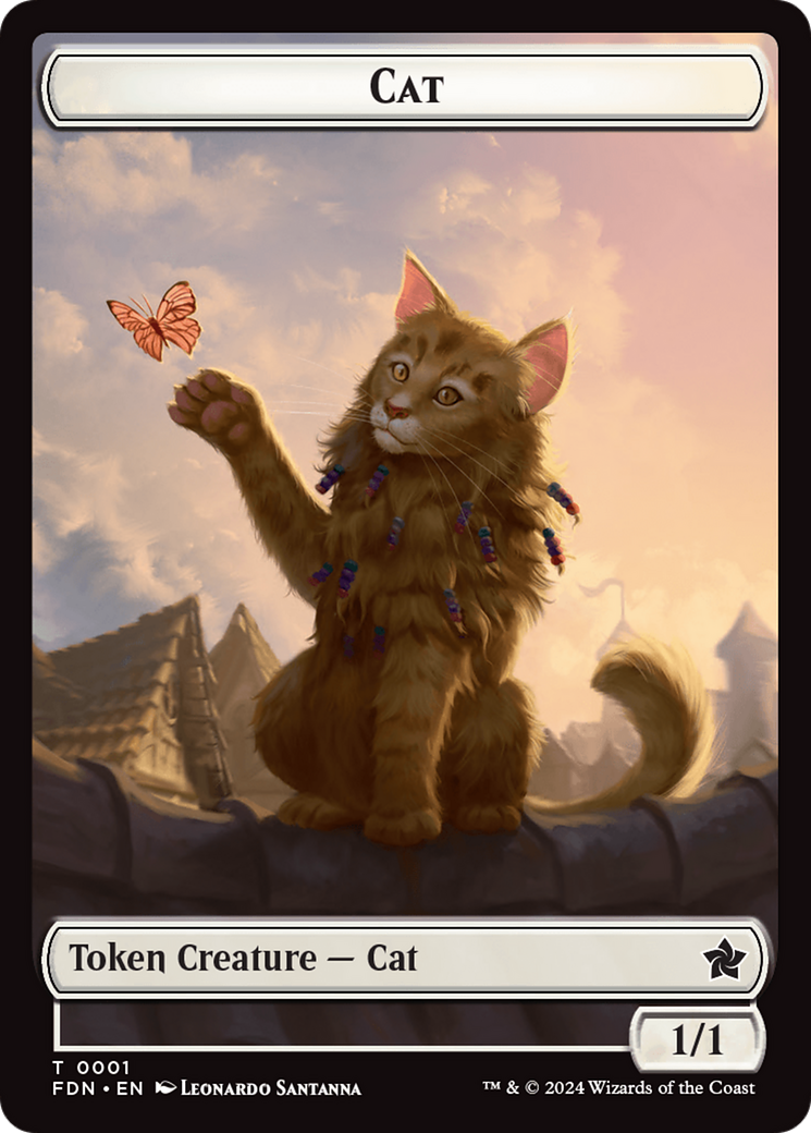 Cat (0001) // Cat (0002) Doubled-Sided Token [Foundations Tokens] | Cards and Coasters CA