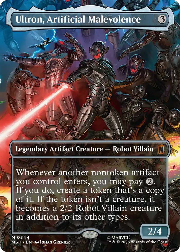 Ultron, Artificial Malevolence (Borderless) (0344) [Marvel Super Heroes] | Cards and Coasters CA